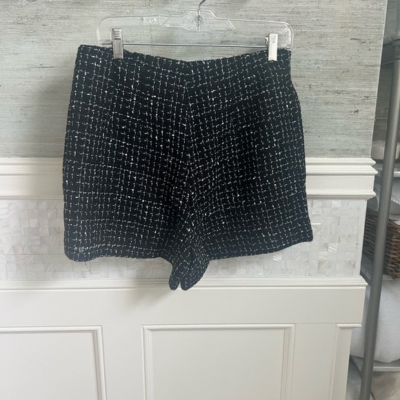 NWT new 12 fits 10 Anthropologie Maeve tweed skort shorts skirt black white - Picture 8 of 17